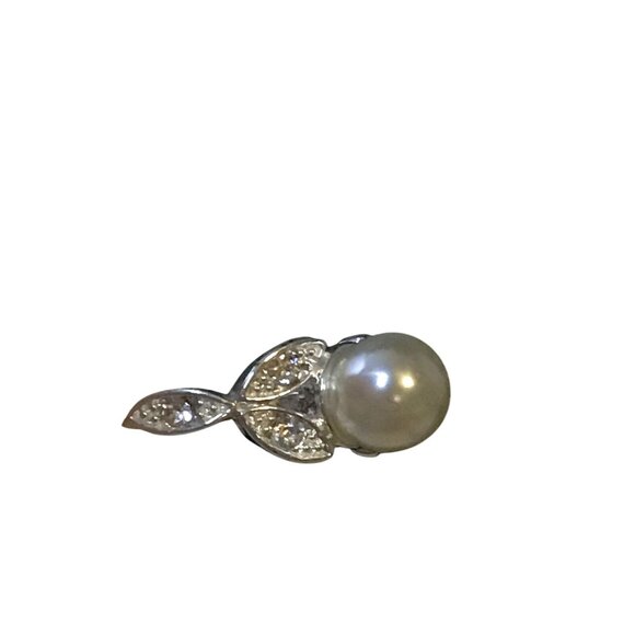 Avon Silver Tone Marquis Leaves Pearl Ring Size 8 (R150 A & B) - Picture 3 of 6
